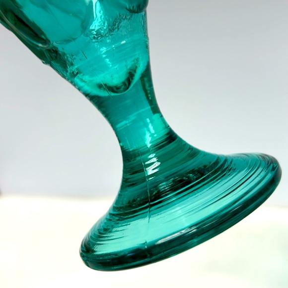 Vintage 1980s stamped France turquoise  stemmed set of 6 water goblets by Lumin… - Picture 6 of 8